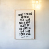 Bible Saying I BW by Becky Thorns. shown as a paper print in a natural frame. Available as a archival giclee rolled canvas, fine art paper, or poster print. SKU 67042h.