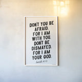 Bible Saying I BW by Becky Thorns. shown as a paper print in a white frame. Available as a archival giclee rolled canvas, fine art paper, or poster print. SKU 67042h.