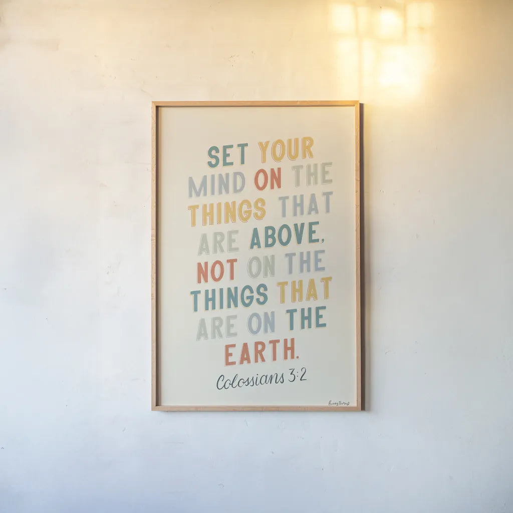 Bible Saying II by Becky Thorns. shown as a paper print in a natural frame. Available as a archival giclee rolled canvas, fine art paper, or poster print. SKU 57467h.