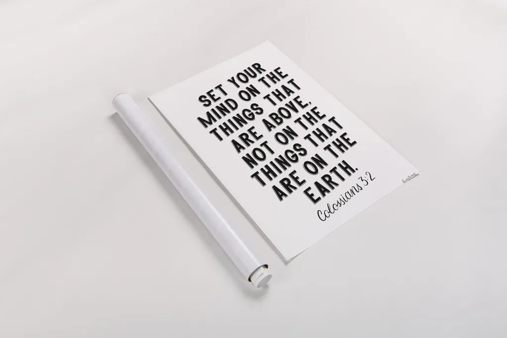 Bible Saying II BW by Becky Thorns. shown as a rolled paper print. Available as archival giclee rolled canvas, fine art paper, or poster print. SKU 67043h.