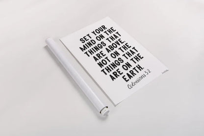 Bible Saying II BW by Becky Thorns. shown as a rolled paper print. Available as archival giclee rolled canvas, fine art paper, or poster print. SKU 67043h.