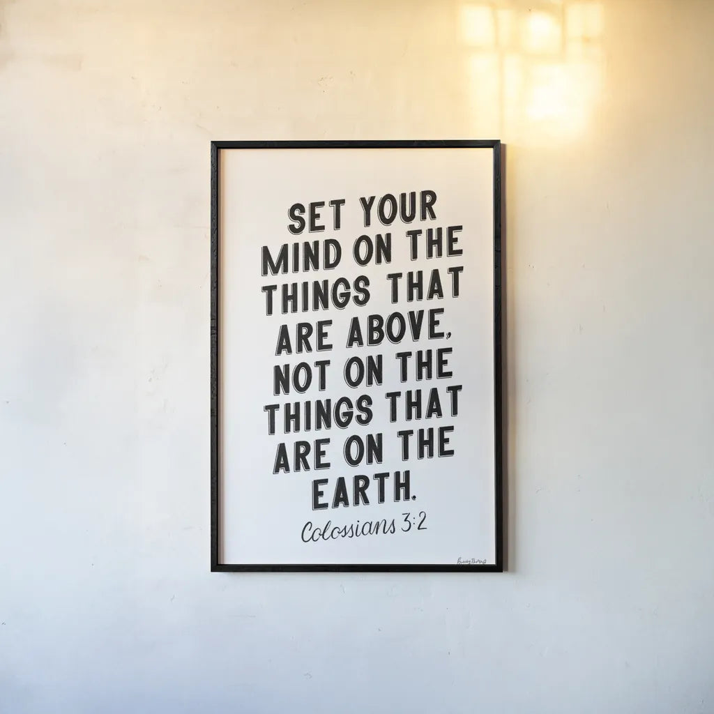 Bible Saying II BW by Becky Thorns. shown as a paper print in a black flame. Available as a archival giclee rolled canvas, fine art paper, or poster print. SKU 67043h.