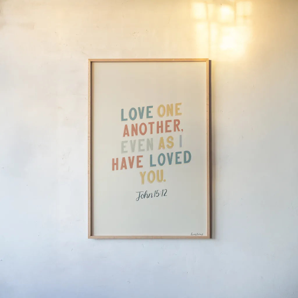 Bible Saying III by Becky Thorns. shown as a paper print in a natural frame. Available as a archival giclee rolled canvas, fine art paper, or poster print. SKU 57468h.