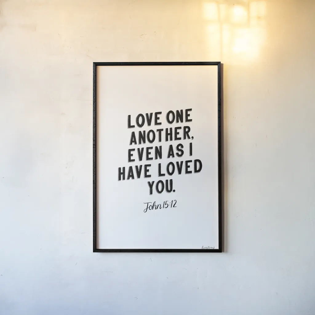 Bible Saying III BW by Becky Thorns. shown as a paper print in a black flame. Available as a archival giclee rolled canvas, fine art paper, or poster print. SKU 67044h.