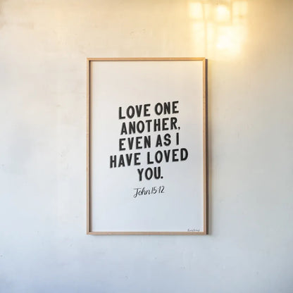 Bible Saying III BW by Becky Thorns. shown as a paper print in a natural frame. Available as a archival giclee rolled canvas, fine art paper, or poster print. SKU 67044h.