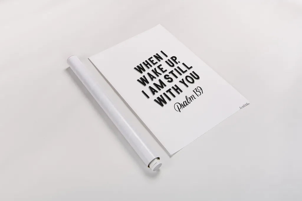 Bible Saying IV BW by Becky Thorns. shown as a rolled paper print. Available as archival giclee rolled canvas, fine art paper, or poster print. SKU 67045h.