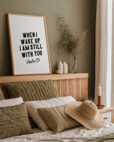 Bible Saying IV BW by Becky Thorns. shown as a paper print in a natural frame. Available as a archival giclee rolled canvas, fine art paper, or poster print. SKU 67045h.