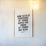 Bible Saying V BW by Becky Thorns. shown as a paper print in a white frame. Available as a archival giclee rolled canvas, fine art paper, or poster print. SKU 67046h.