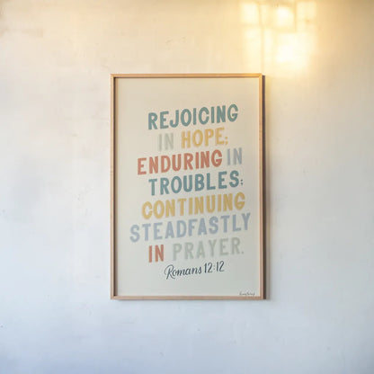 Bible Saying VI by Becky Thorns. shown as a paper print in a natural frame. Available as a archival giclee rolled canvas, fine art paper, or poster print. SKU 57471h.