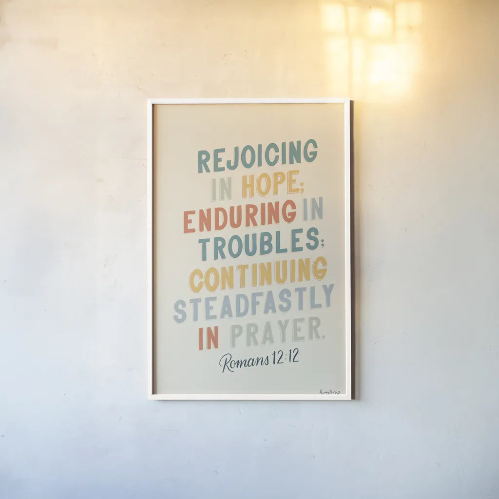 Bible Saying VI by Becky Thorns. shown as a paper print in a white frame. Available as a archival giclee rolled canvas, fine art paper, or poster print. SKU 57471h.