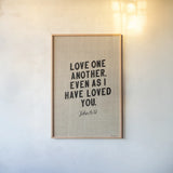 Bible Saying on Burlap III by Becky Thorns. shown as a paper print in a natural frame. Available as a archival giclee rolled canvas, fine art paper, or poster print. SKU 97028h.