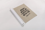 Bible Saying on Burlap IV by Becky Thorns. shown as a rolled paper print. Available as archival giclee rolled canvas, fine art paper, or poster print. SKU 97029h.