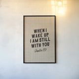 Bible Saying on Burlap IV by Becky Thorns. shown as a paper print in a black flame. Available as a archival giclee rolled canvas, fine art paper, or poster print. SKU 97029h.