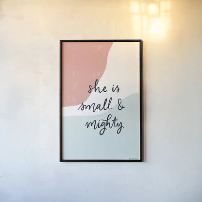 Blush Nursery I by Becky Thorns. shown as a paper print in a black flame. Available as a archival giclee rolled canvas, fine art paper, or poster print. SKU 66456h.