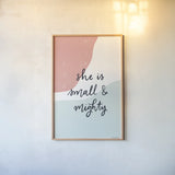 Blush Nursery I by Becky Thorns. shown as a paper print in a natural frame. Available as a archival giclee rolled canvas, fine art paper, or poster print. SKU 66456h.