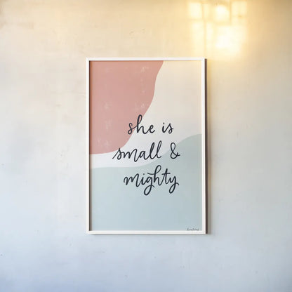 Blush Nursery I by Becky Thorns. shown as a paper print in a white frame. Available as a archival giclee rolled canvas, fine art paper, or poster print. SKU 66456h.