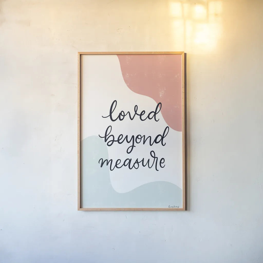 Blush Nursery II by Becky Thorns. shown as a paper print in a natural frame. Available as a archival giclee rolled canvas, fine art paper, or poster print. SKU 66457h.