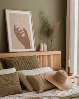 Boho Dreams I Neutral by Becky Thorns. shown as a paper print in a natural frame. Available as a archival giclee rolled canvas, fine art paper, or poster print. SKU 75898h.