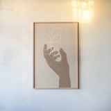 Boho Dreams I Neutral by Becky Thorns. shown as a paper print in a natural frame. Available as a archival giclee rolled canvas, fine art paper, or poster print. SKU 75898h.