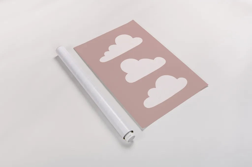 Boho Nursery Clouds by Becky Thorns. shown as a rolled paper print. Available as archival giclee rolled canvas, fine art paper, or poster print. SKU 71372h.