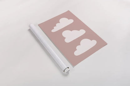 Boho Nursery Clouds by Becky Thorns. shown as a rolled paper print. Available as archival giclee rolled canvas, fine art paper, or poster print. SKU 71372h.