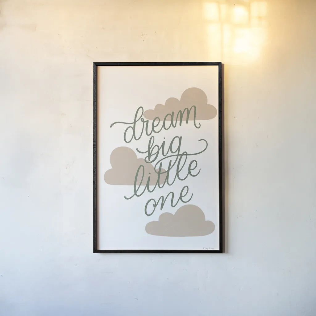 Boho Nursery IV Green by Becky Thorns. shown as a paper print in a black flame. Available as a archival giclee rolled canvas, fine art paper, or poster print. SKU 66528h.