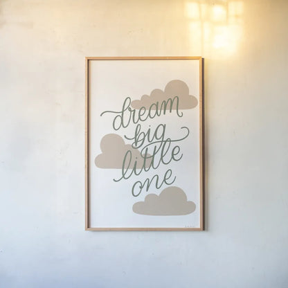 Boho Nursery IV Green by Becky Thorns. shown as a paper print in a natural frame. Available as a archival giclee rolled canvas, fine art paper, or poster print. SKU 66528h.