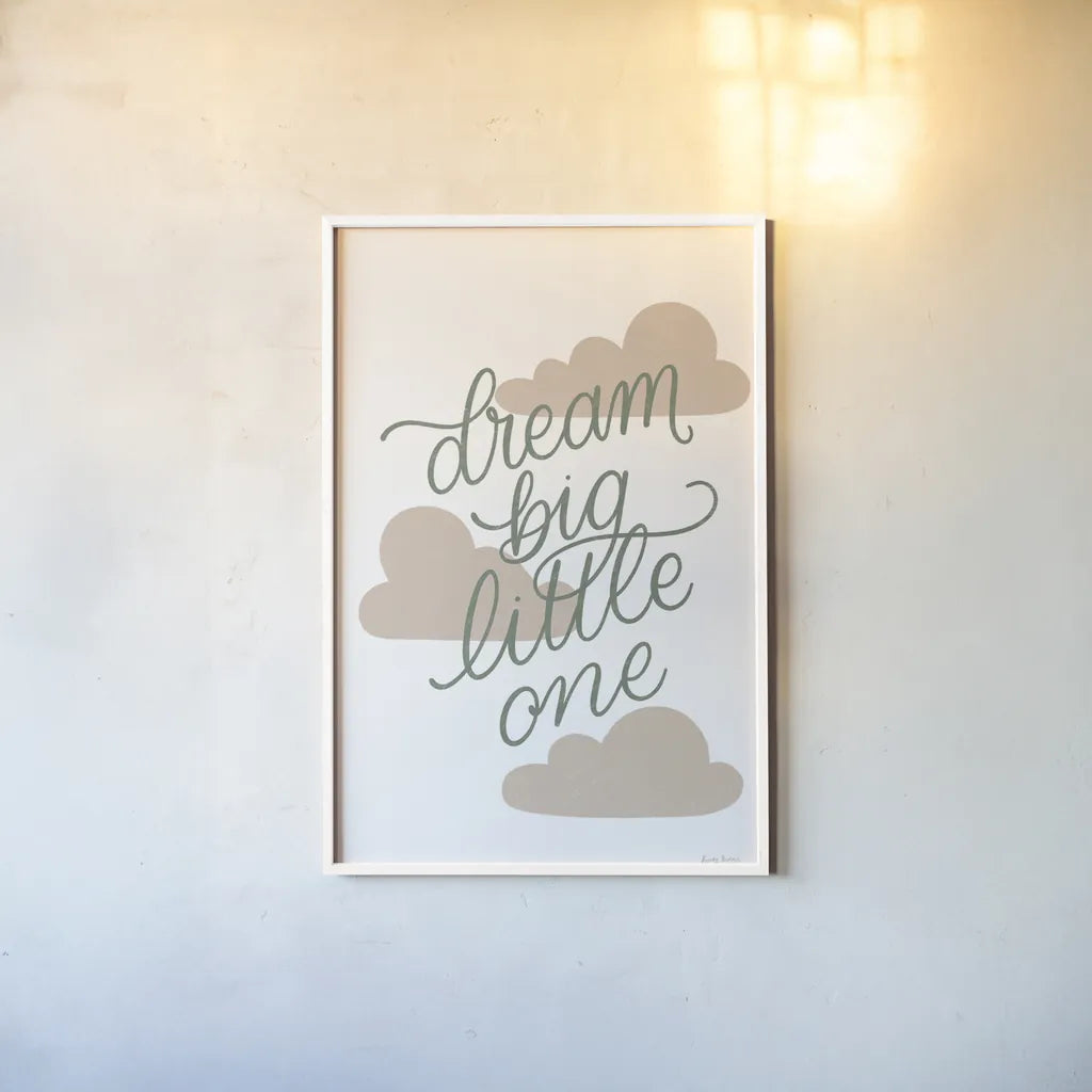 Boho Nursery IV Green by Becky Thorns. shown as a paper print in a white frame. Available as a archival giclee rolled canvas, fine art paper, or poster print. SKU 66528h.