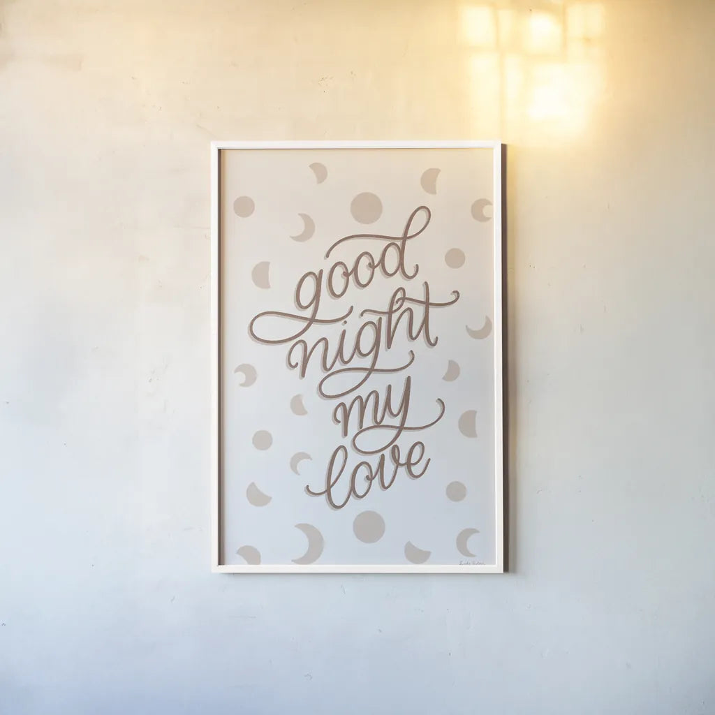 Boho Nursery VI by Becky Thorns. shown as a paper print in a white frame. Available as a archival giclee rolled canvas, fine art paper, or poster print. SKU 55642h.