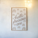 Boho Nursery X by Becky Thorns. shown as a paper print in a natural frame. Available as a archival giclee rolled canvas, fine art paper, or poster print. SKU 55646h.