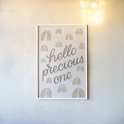 Boho Nursery X by Becky Thorns. shown as a paper print in a white frame. Available as a archival giclee rolled canvas, fine art paper, or poster print. SKU 55646h.