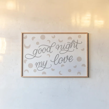 Boho Nursery XII by Becky Thorns. shown as a paper print in a natural frame. Available as a archival giclee rolled canvas, fine art paper, or poster print. SKU 62020i.