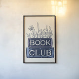 Bookish Blue II by Becky Thorns. shown as a paper print in a black flame. Available as a archival giclee rolled canvas, fine art paper, or poster print. SKU 97120h.