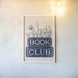 Bookish Blue II by Becky Thorns. shown as a paper print in a white frame. Available as a archival giclee rolled canvas, fine art paper, or poster print. SKU 97120h.