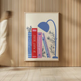 Bookish I by Becky Thorns. shown as over sized large wall art. Available as an archival giclee rolled canvas, fine art paper, or poster print. SKU 97115h.