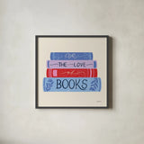 Bookish III by Becky Thorns. Shown in a sleek black glass frame for a contemporary gallery look. Available as an archival giclee rolled canvas, fine art paper, or poster print. SKU 97117a.