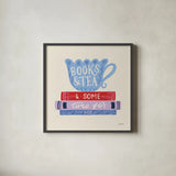 Bookish IV by Becky Thorns. Shown in a sleek black glass frame for a contemporary gallery look. Available as an archival giclee rolled canvas, fine art paper, or poster print. SKU 97118a.