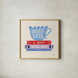 Bookish IV by Becky Thorns. Shown in a natural wood glass frame for a timeless modern aesthetic. Available as an archival giclee rolled canvas, fine art paper, or poster print. SKU 97118a.