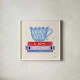 Bookish IV by Becky Thorns. Shown in a crisp white glass frame for a clean and minimalist style. Available as an archival giclee rolled canvas, fine art paper, or poster print. SKU 97118a.
