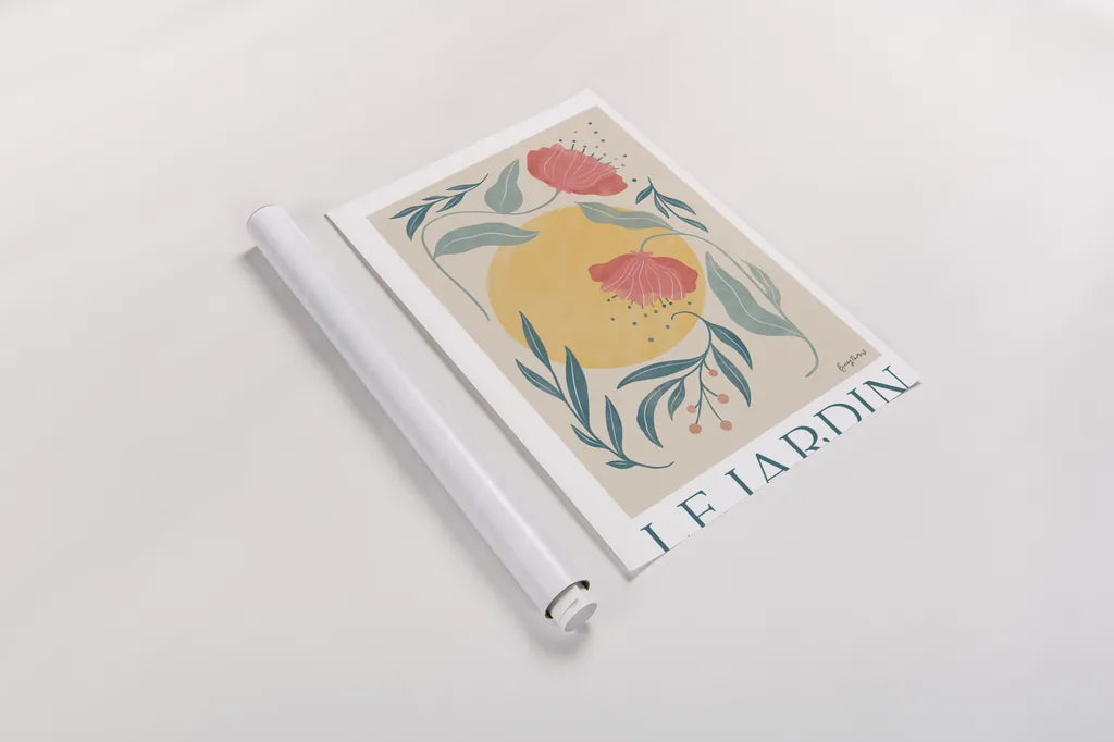 Botanical Poster I by Becky Thorns. shown as a rolled paper print. Available as archival giclee rolled canvas, fine art paper, or poster print. SKU 86283h.