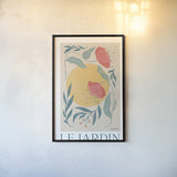 Botanical Poster I by Becky Thorns. shown as a paper print in a black flame. Available as a archival giclee rolled canvas, fine art paper, or poster print. SKU 86283h.