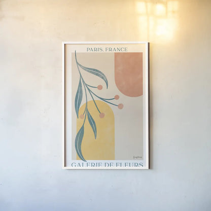 Botanical Poster III by Becky Thorns. shown as a paper print in a white frame. Available as a archival giclee rolled canvas, fine art paper, or poster print. SKU 86285h.