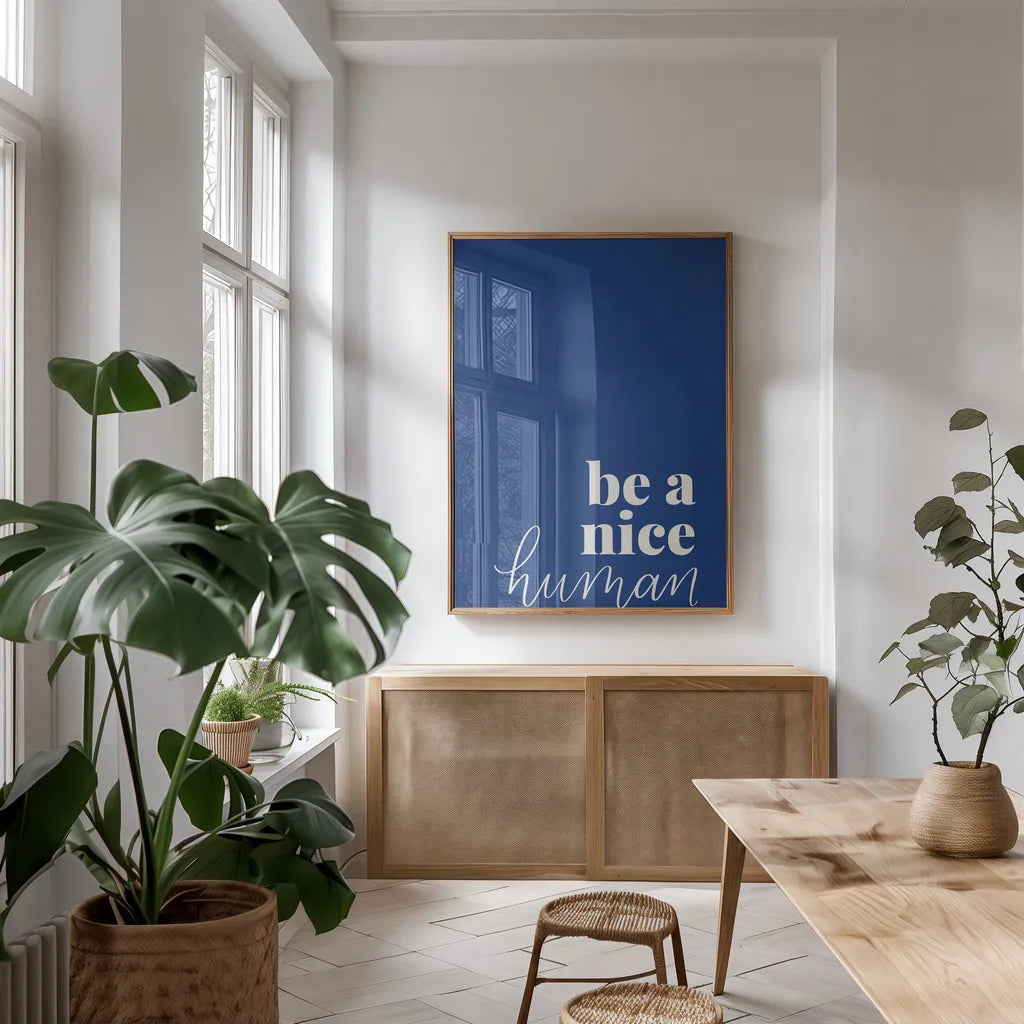 Bright Home II by Becky Thorns. shown as a print in a natural wood frame in a dining room. Available as a archival giclee rolled canvas, fine art paper, or poster print. SKU 65313h.