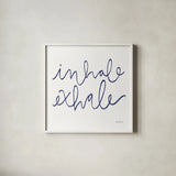 Calm Home III Indigo Crop by Becky Thorns. Shown in a crisp white glass frame for a clean and minimalist style. Available as an archival giclee rolled canvas, fine art paper, or poster print. SKU 70968a.