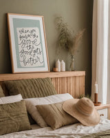 Calm Home IV by Becky Thorns. shown as a paper print in a natural frame. Available as a archival giclee rolled canvas, fine art paper, or poster print. SKU 66902h.