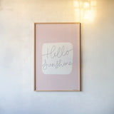 Calm Home V Blush by Becky Thorns. shown as a paper print in a natural frame. Available as a archival giclee rolled canvas, fine art paper, or poster print. SKU 67147h.