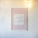 Calm Home V Blush by Becky Thorns. shown as a paper print in a white frame. Available as a archival giclee rolled canvas, fine art paper, or poster print. SKU 67147h.
