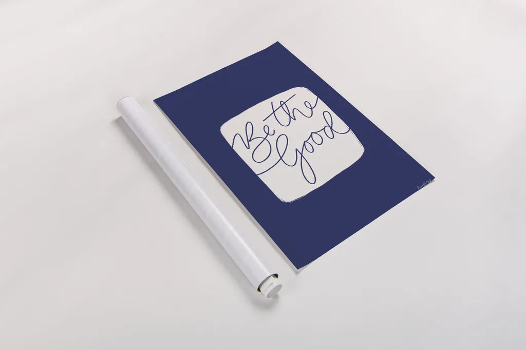 Calm Home VI Indigo by Becky Thorns. shown as a rolled paper print. Available as archival giclee rolled canvas, fine art paper, or poster print. SKU 70967h.