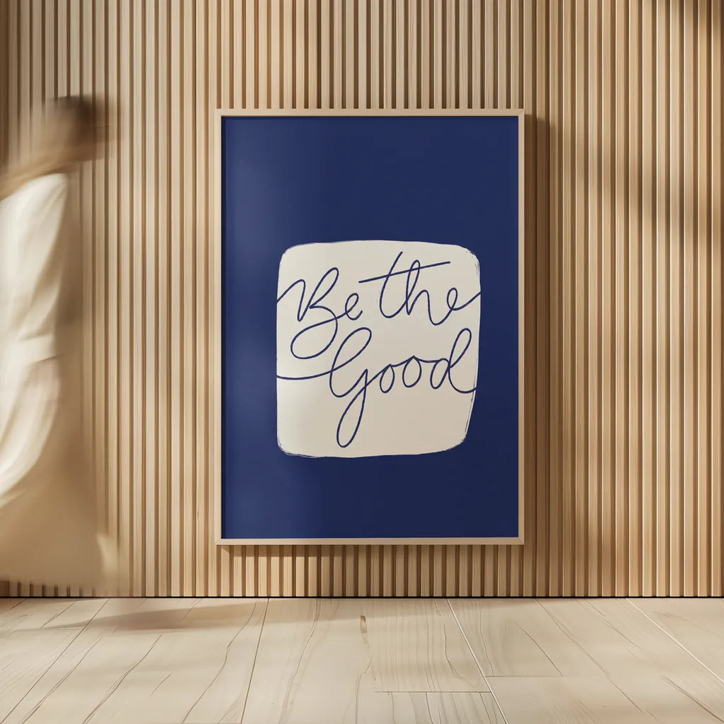 Calm Home VI Indigo by Becky Thorns. shown as over sized large wall art. Available as an archival giclee rolled canvas, fine art paper, or poster print. SKU 70967h.