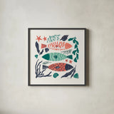 Coastal Reef I by Becky Thorns. Shown in a sleek black glass frame for a contemporary gallery look. Available as an archival giclee rolled canvas, fine art paper, or poster print. SKU 72911a.
